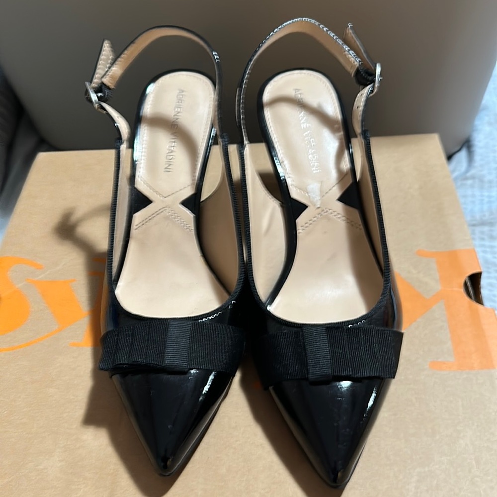 COPY - Adrienne Vittadini Black Sling Black Heel size 8 1/2.